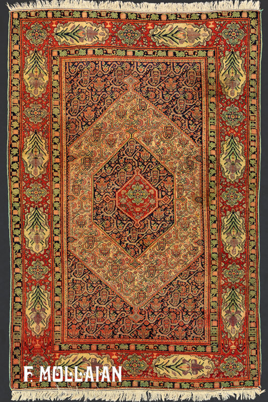 Antique Persian Senneh Warp Silk Rug n°:44748839